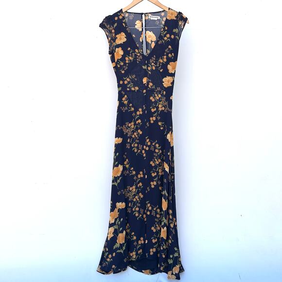 Reformation Navy Wellfleet Dress Midi Cut Outs Backless 4 Wedding Guest - Picture 2 of 11